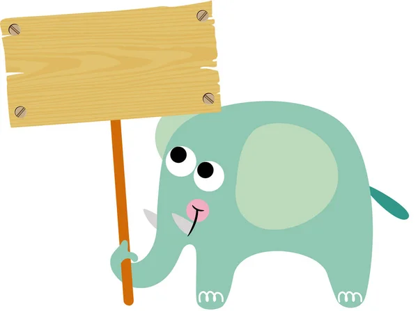 Vtipný Slon Držící Dřevěnou Ceduli — Stockový vektor