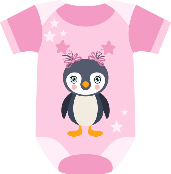 Penguenli Pembe Bebek Kıyafeti — Stok Vektör