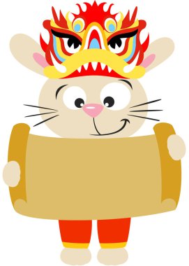 Boş parşömen kağıdıyla Çin Yeni Yılı 'nın şirin tavşanı