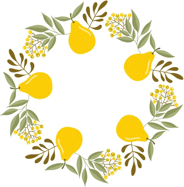 Beautiful Circle Frame Made Yellow Pears — Vettoriale Stock