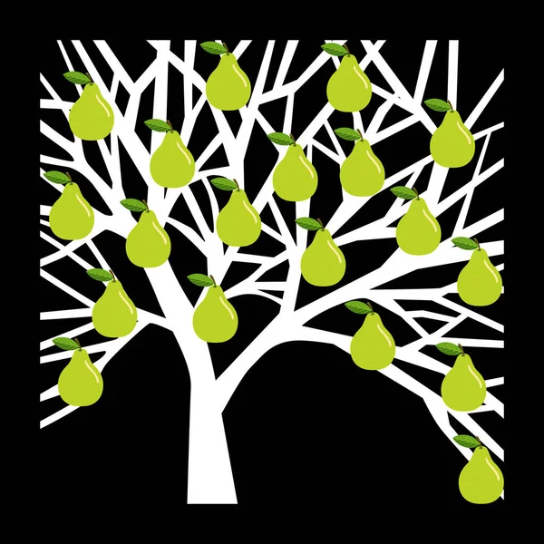 Tree Pear Icon Black Background — 스톡 벡터