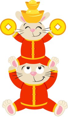 Sevimli mutlu Çin zodyak tavşanları.