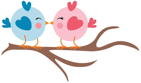 かわいいピンクと青の鳥のカップル — ストックベクタ