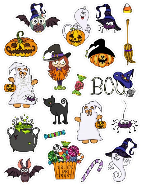 Verpakking Gelukkige Halloween Stickers — Stockvector