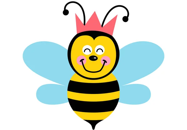 Cute Pszczoła Szczęśliwy Korony — Wektor stockowy