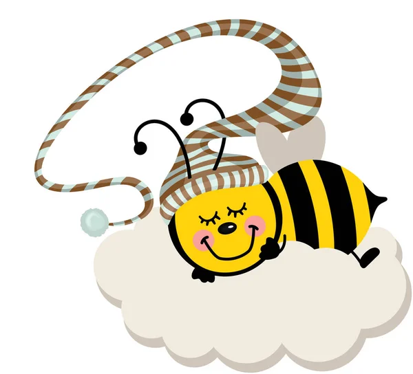 Cute Bee Śpi Kapeluszem — Wektor stockowy