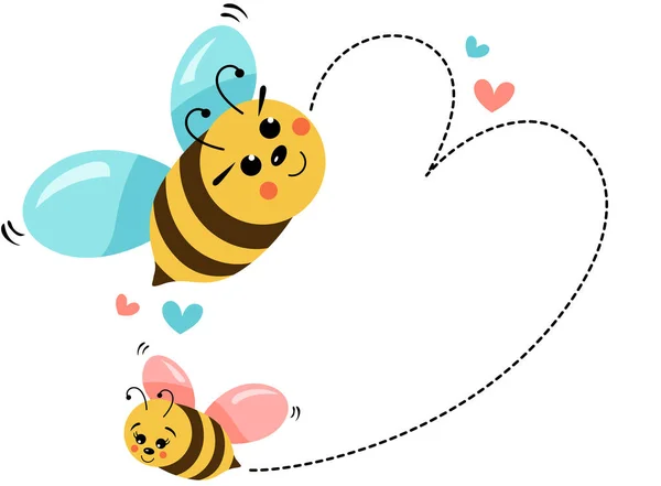 Feliz Pareja Abejas Formando Corazón — Vector de stock