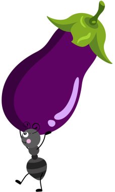 Tatlı karınca taze patlıcan taşıyor.