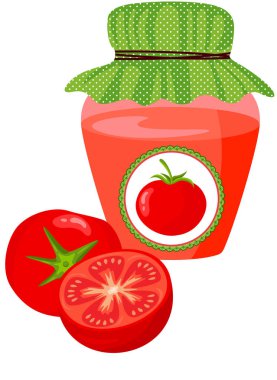 Domates reçelli cam kavanoz.