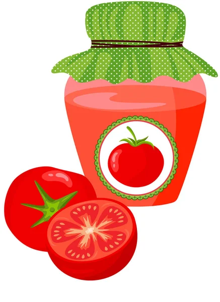 Glass Jar Tomato Jam — Stock Vector