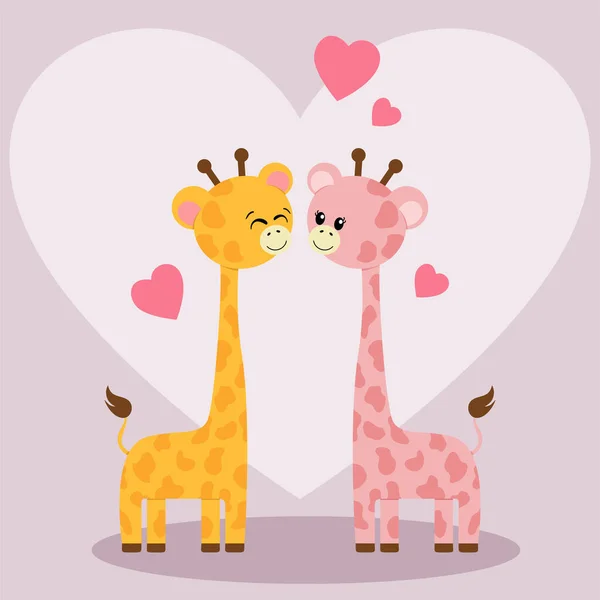 Kartka Żyrafami Miłości — Wektor stockowy