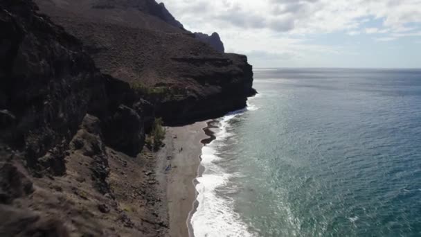 Playa Arena Oscura Playa Guigui Parte Oeste Isla Gran Canaria — Vídeo de stock