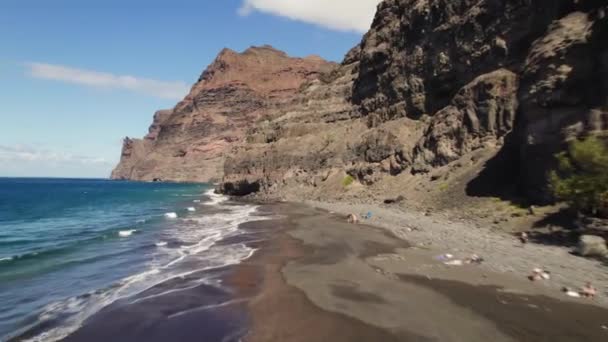 Gran Kanarya Adasının Batısındaki Playa Guigui Kumsalı Plaja Sadece Yürüyerek — Stok video