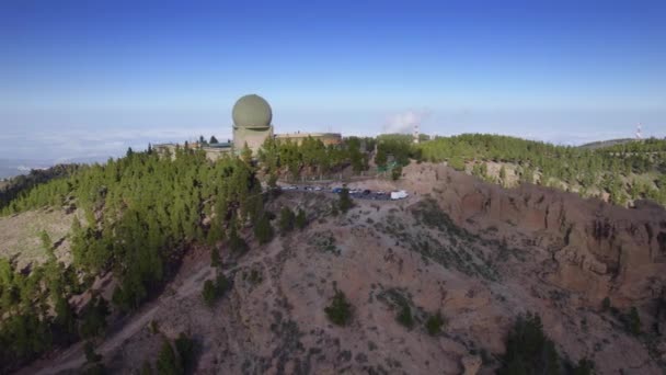 Pico Las Nieves Hill Med Enorm Radar Toppen Vacker Panoramautsikt — Stockvideo