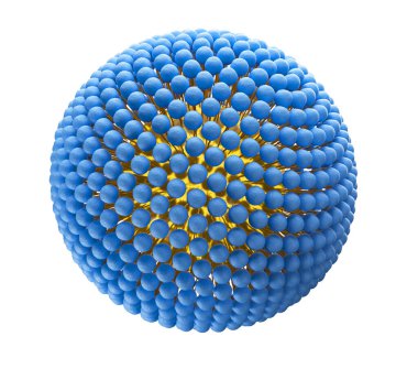 Medical 3D illustration of a monolayer micelle structure with a fat-soluble molecule inside the particle and one tail pointing inwards. Isolated on white background clipart