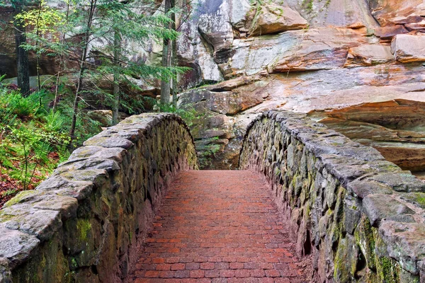 Ponte pedonale in pietra e mattoni — Foto Stock