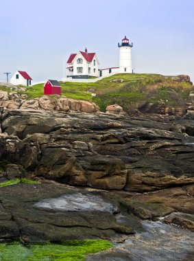 Lighthouse and Cape Neddick Coastline clipart