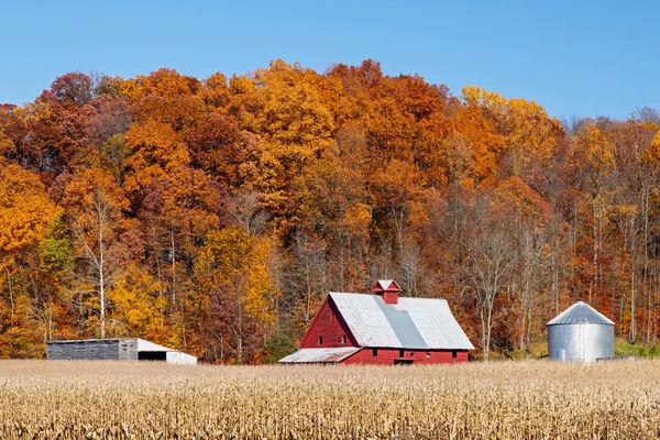 Farm and Autumn Hillside — Stock Photo, Image