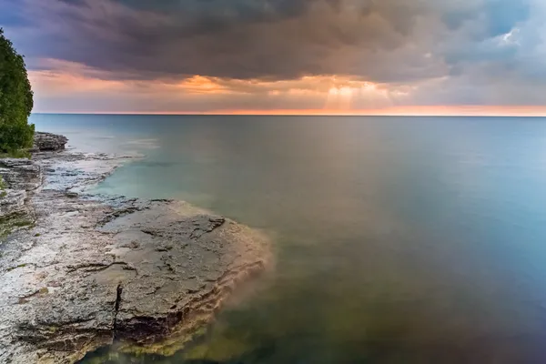 Launische See Michigansee Morgendämmerung — Stockfoto