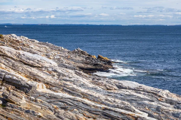 Wonder Geology Rocky Shore Pemaquid Point Bristol East Maine Slopes — Stock Photo, Image