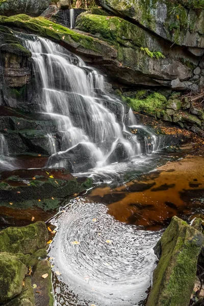 Cascading Rocky Wooded Hillside Elakala One First Four Waterfalls Shays — Stock Photo, Image