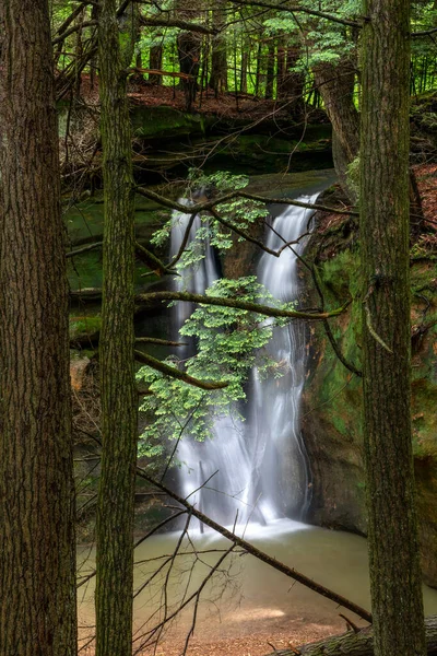 Viewed Trees Secluded Forest Rock Stalls Falls Beautiful Waterfall Scenic — Stock Photo, Image