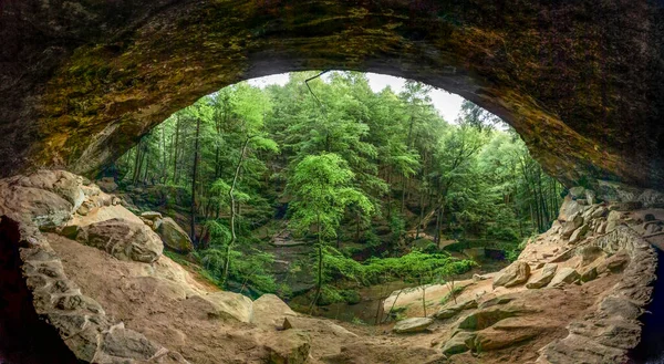 Looking Out Woods Old Man Cave Large Recess Cavern Side — Foto de Stock