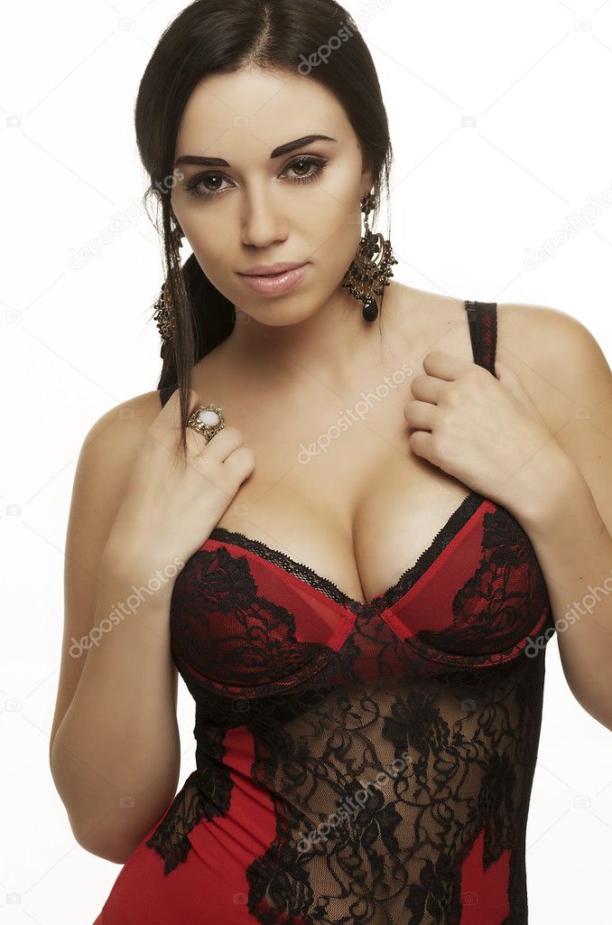 Beautiful serene sensual young woman in lingerie