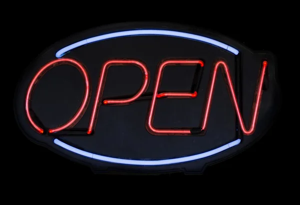 Neon open for business sign — Stock Photo, Image