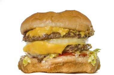 Beyaz arka planı izole fast food duble burger