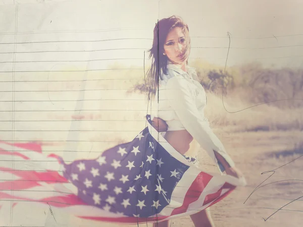 Woman holding flag — Stock Photo, Image