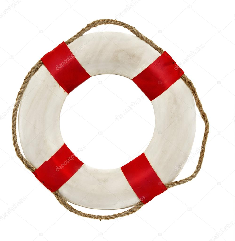 Red lifesaver lifebuoy life belt isolated on white background