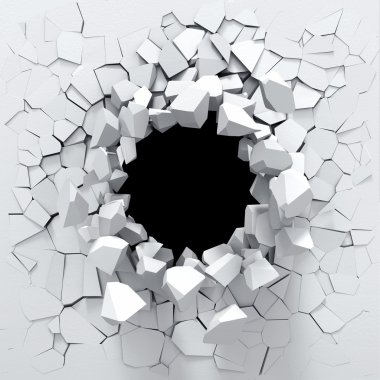 Destruction of a white wall clipart