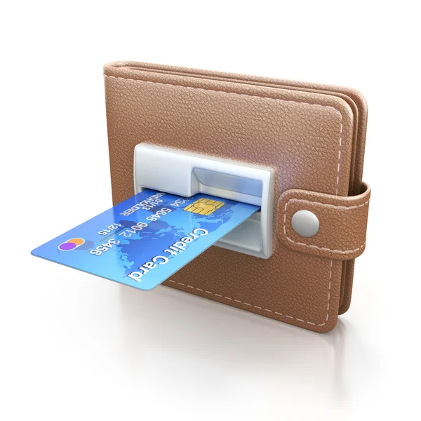 Caixa eletrônico slot ponto de dinheiro na carteira — Fotografia de Stock