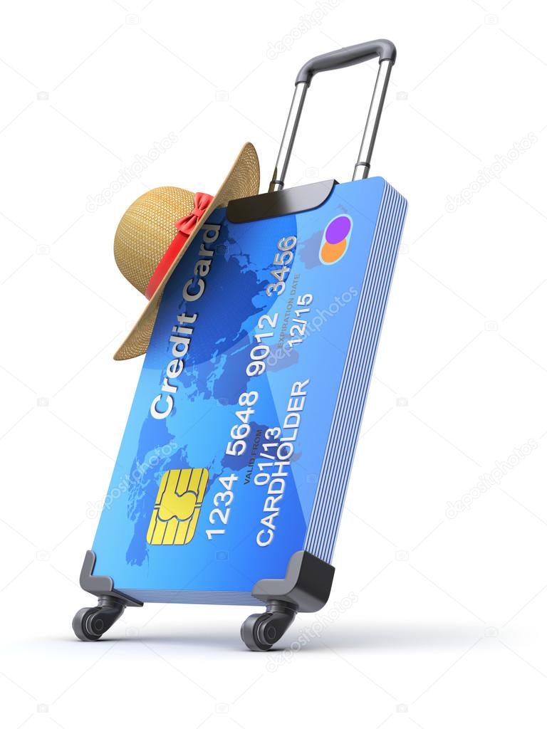 Credit cards and suitcase