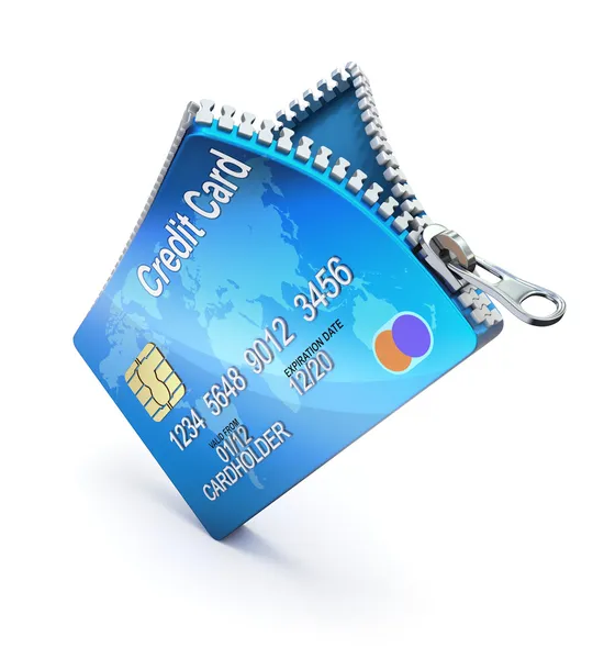 Kreditkarte mit Reißverschluss — Stockfoto