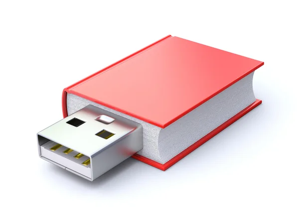 Livro com ficha USB — Fotografia de Stock