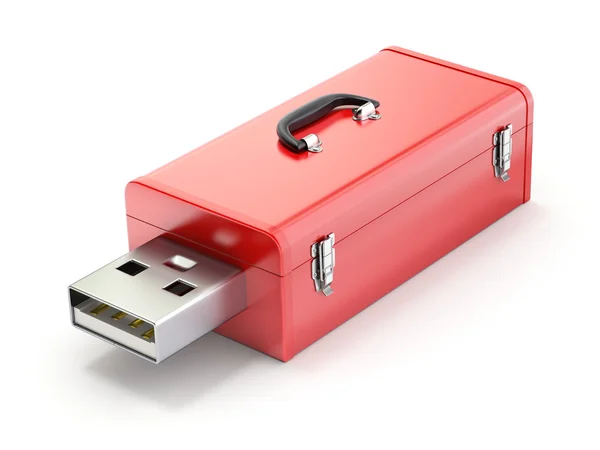 Caixa de ferramentas com ficha USB — Fotografia de Stock