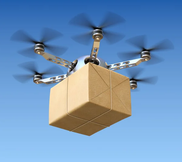 Leverans drone med post paket — Stockfoto