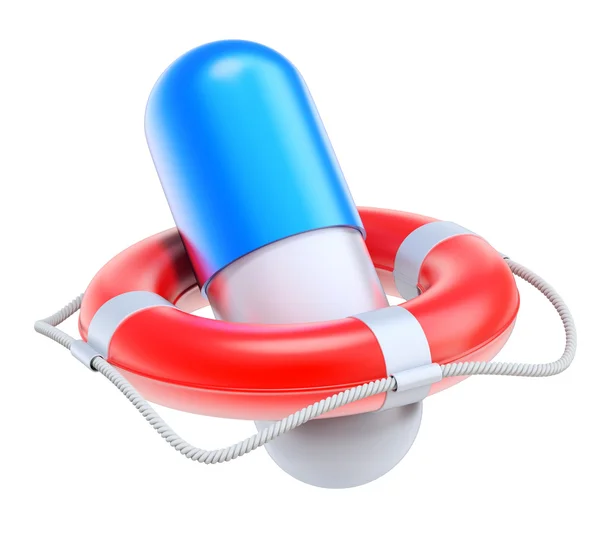 Pill in the lifebuoy — Stock Photo, Image