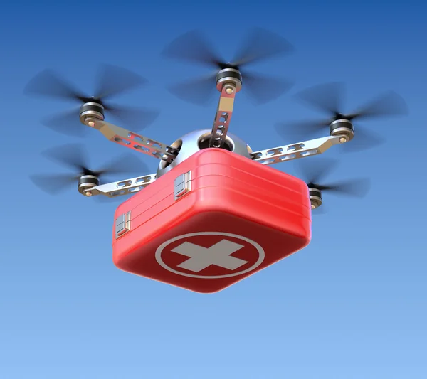 Drone with first aid kit — Stock Photo, Image