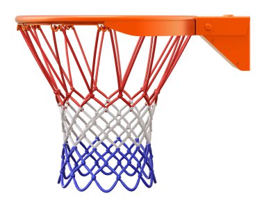 Basketball hoop and three color net isolated on white background - 3D illustration