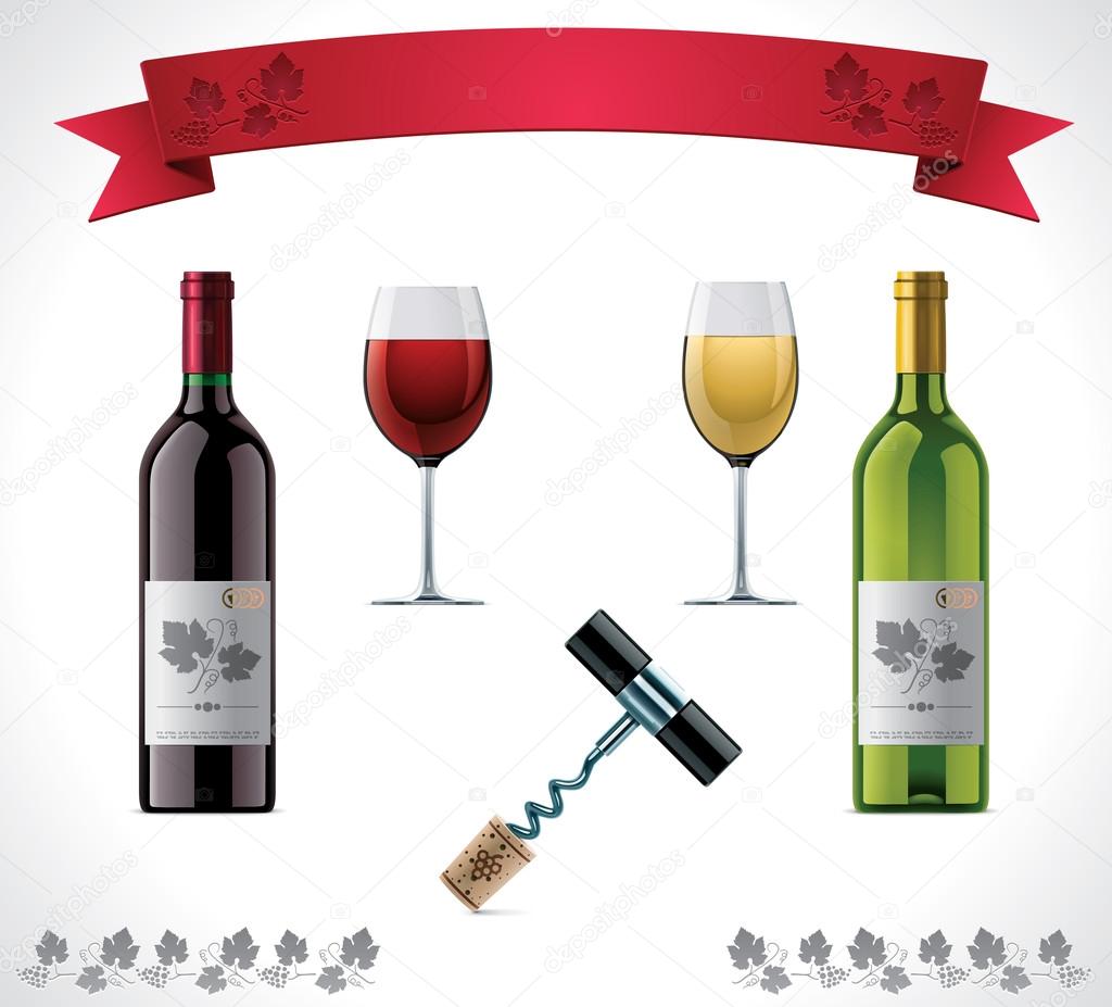 Wine icon set