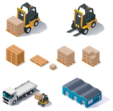 Vector warehouse equipment icon set