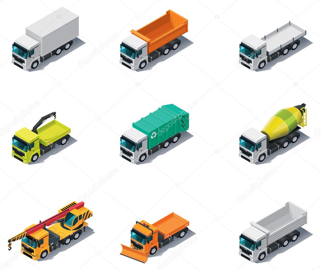 Vector isometric transport. Trucks