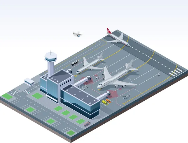 Aeroporto isométrico vetorial —  Vetores de Stock