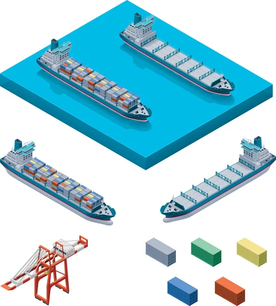 Vektor Containerschiff mit Kran — Stockvektor