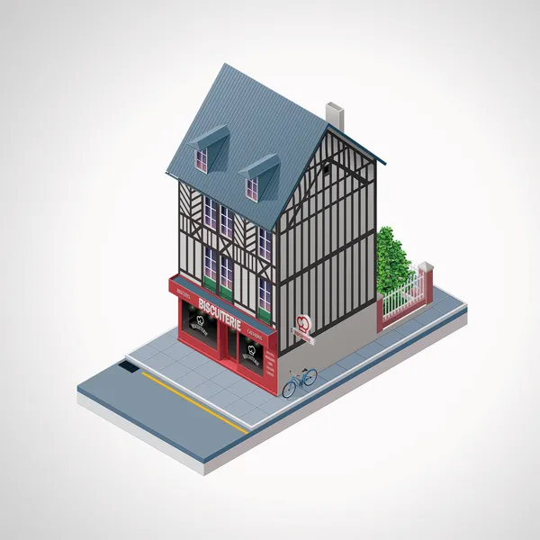 Vector isometric French cakes and cookies shop — Stok Vektör