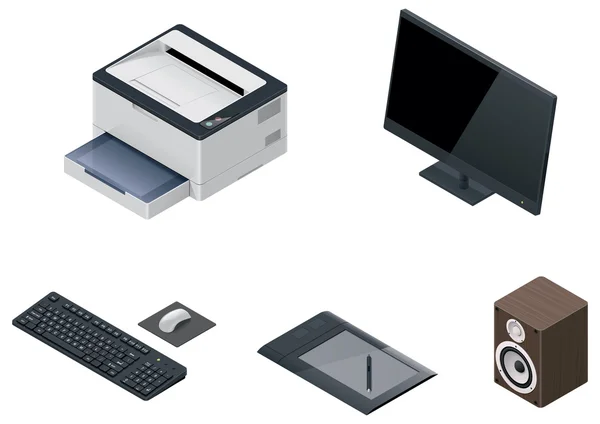 Vector computer apparaten pictogrammenset. — Stockvector