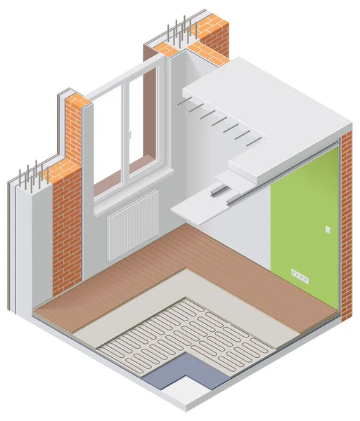 Vector isometric apartment cutaway icon — Stock Illustration Vector isometric apartment cutaway icon Stock Vector